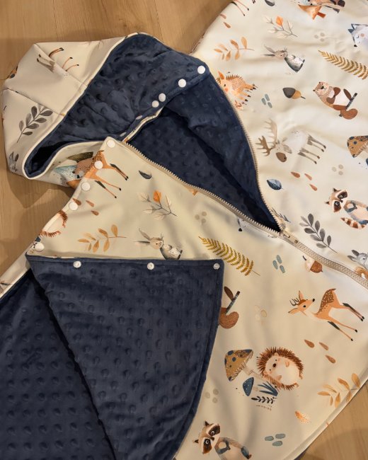 Poncho de voiture doublé de Minky marine